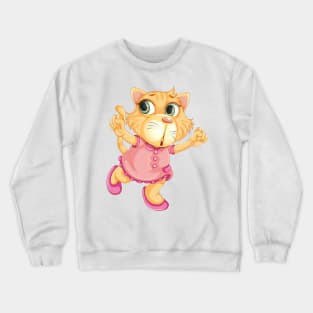 Cute cat dressed in a frock Crewneck Sweatshirt